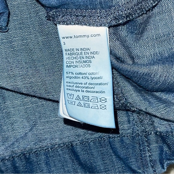 Tommy Hilfiger Girls Chambray Shirt Dress Size 3 Pearl Snap Toddler Denim Baby - Picture 4 of 7
